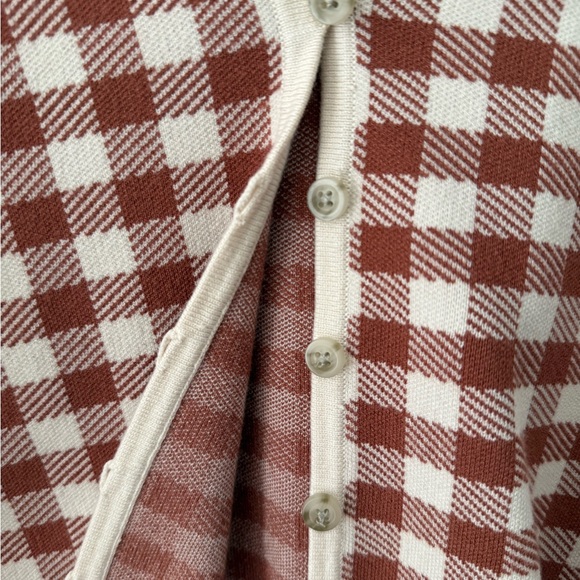 Madewell Rust and Cream Gingham V-Neck Cardigan - Picture 5 of 7